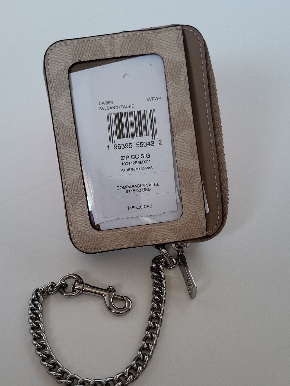 Coach Tan Signature Card Case with Zip - Picture 2 of 9